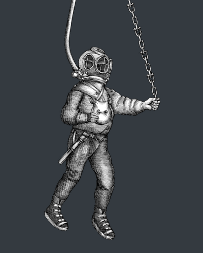 diver with hoses